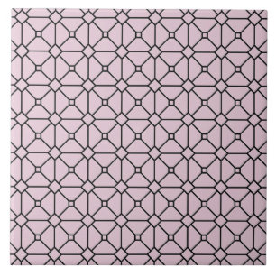 Modern Boho Black and Pink Pattern Rhombus Ceramic Tile