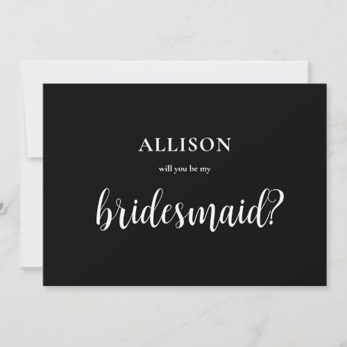 Modern Boho Black and White Bridesmaid Proposal  Holiday Card