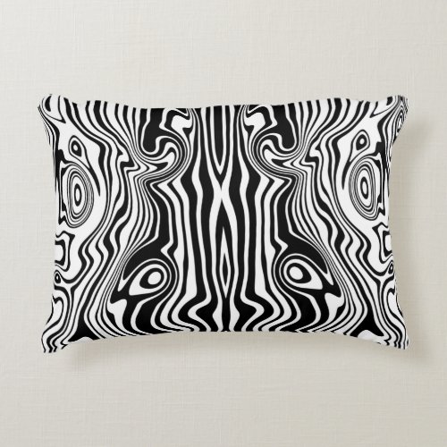 Modern Boho Black and White Pattern Strips Animal Accent Pillow