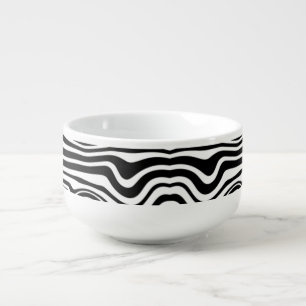 Modern Boho Black and White Pattern Strips Animal Soup Mug