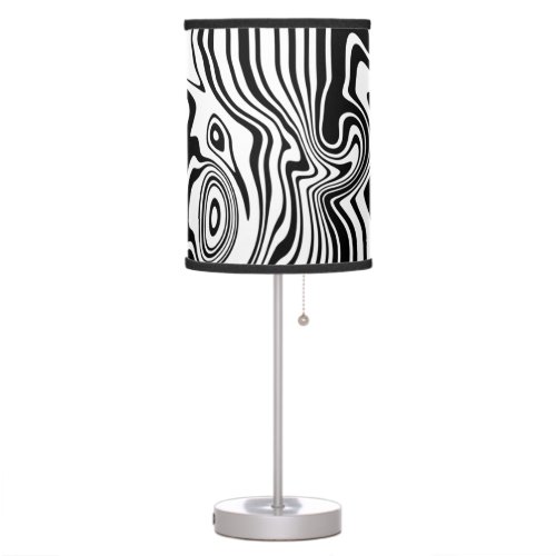 Modern Boho Black and White Pattern Strips Animal Table Lamp