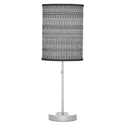 Modern Boho Black and White Pattern Strips Table Lamp