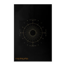 Modern Boho Black Gold Celestial Sun Decor