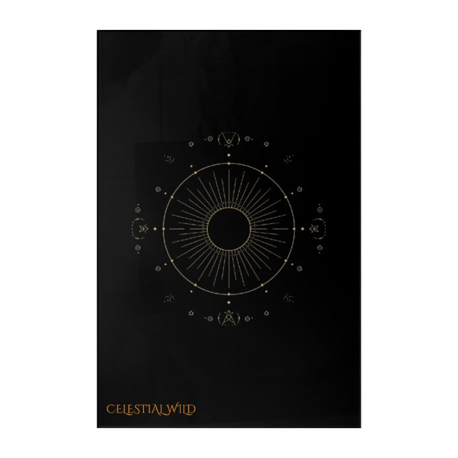 Modern Boho Black Gold Celestial Sun Decor (Front)