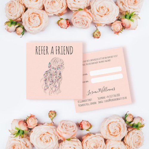 Modern Boho Black White Wavy Hair Style Floral  Appointment Card