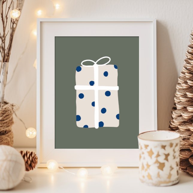 Modern Boho Blue And Beige Christmas Present Print (Creator Uploaded)