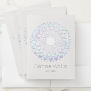 Modern Boho Blue Floral Lotus Mandala Pocket Folder