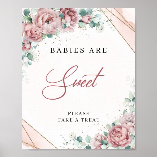 Modern boho blush gold eucalyptus Babies Are Sweet Poster