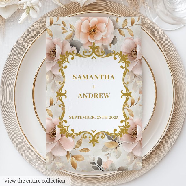 Modern Boho Blush Gold Wedding Napkins (Modern Boho Blush Gold Wedding Napkins)
