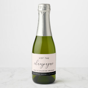 Modern Boho Blush Personalized Bridal Shower Sparkling Wine Label