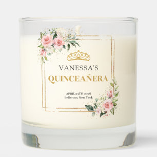 Modern Boho blush pink floral gold frame 15th Scented Candle