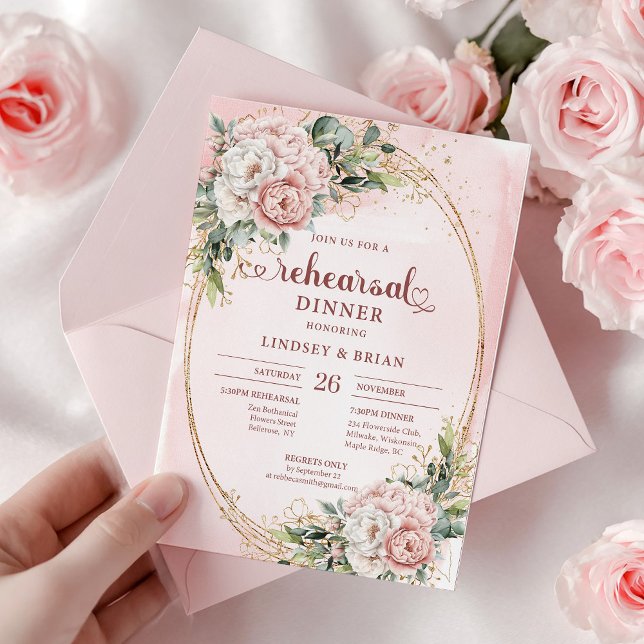 Modern Boho Blush Pink Greenery Rehearsal Invite (Modern Boho Blush Pink Greenery Rehearsal Invite)