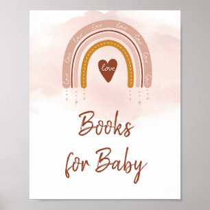 Modern Boho Blush Pink Rainbow Books For Baby Sign