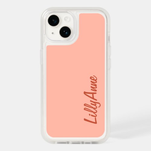 Modern Boho Blush Pink Terracotta Script Name OtterBox iPhone 14 Case