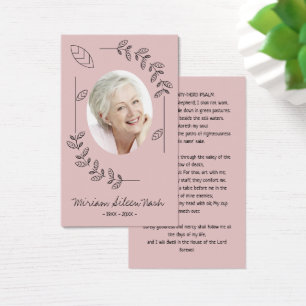 Modern Boho Blush Pink White Photo Funeral Card