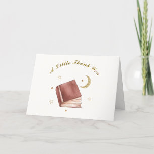 Modern Boho Book Moon Star Baby Shower  Letterpress Thank You Card