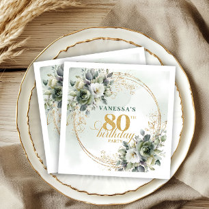 Modern Boho Botanical 80th Birthday Napkins