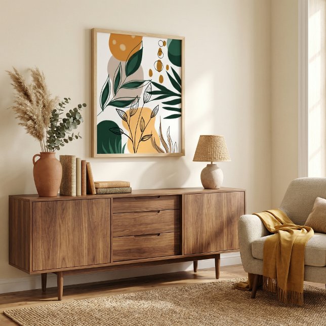  Modern boho  botanical abstract geometric shapes Poster (Creator Uploaded)