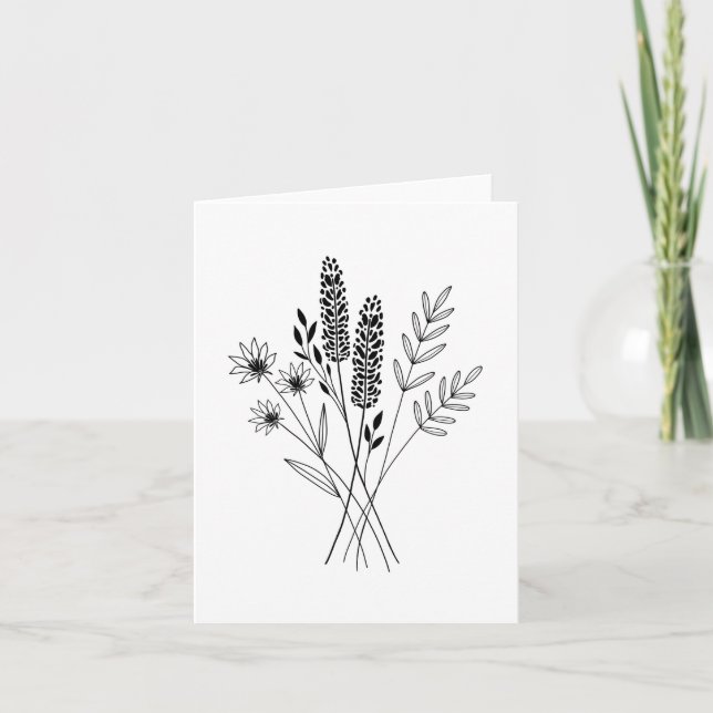 Modern Boho Botanical Folded Card (Blank Inside) (Front)