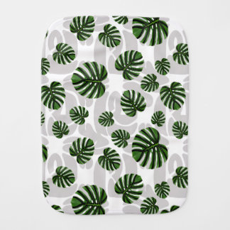 Modern Boho Botanical Leaves Pattern Baby Burp Cloth