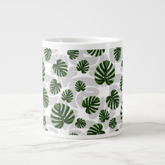 Modern Boho Botanical Leaves Pattern Giant Coffee Mug