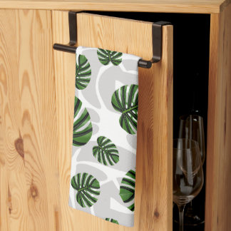 Modern Boho Botanical Leaves Pattern Kitchen Towel