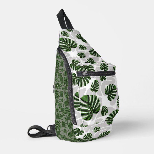 Modern Boho Botanical Leaves Pattern Sling Bag (Left Corner)