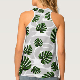 Modern Boho Botanical Leaves Pattern Tank Top