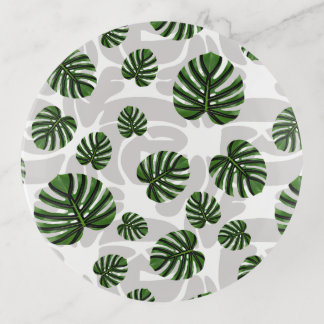 Modern Boho Botanical Leaves Pattern Trinket Tray