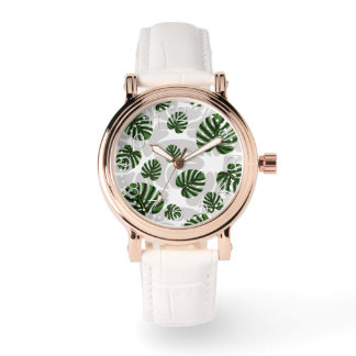 Modern Boho Botanical Leaves Pattern Watch
