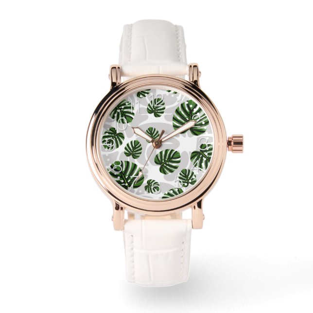 Modern Boho Botanical Leaves Pattern Watch (Front)
