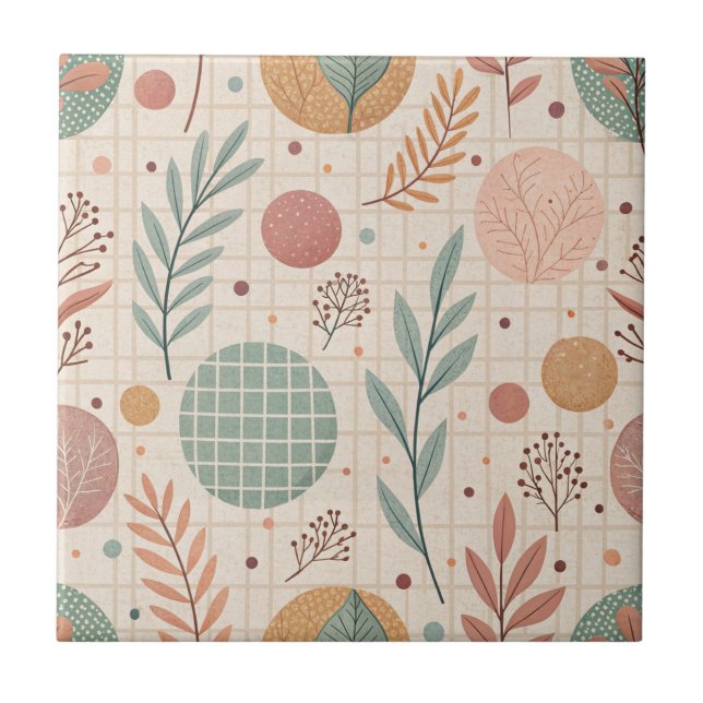 Modern Boho Botanical | Minimalist & Geometric Ceramic Tile (Front)