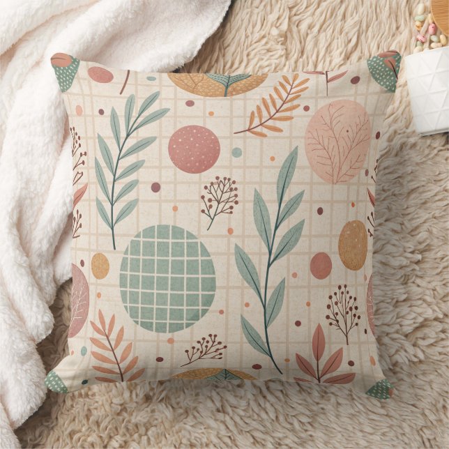 Modern Boho Botanical | Minimalist & Geometric Throw Pillow (Blanket)