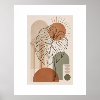Modern Boho Botanical Monstera Leaf Poster