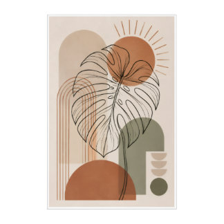 Modern Boho Botanical Monstera Leaf Poster Acrylic Print