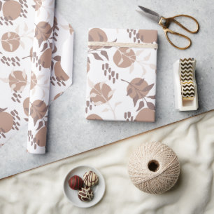 Modern Boho Botanical Neutral Color Pattern Wrapping Paper