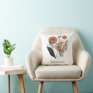 Modern Boho Botanical Wildflower Accent Pillow