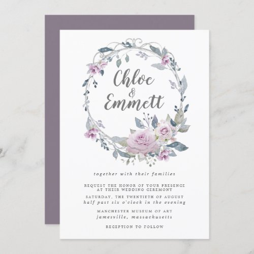 Modern Boho Botanical Wreath Wedding Invitation