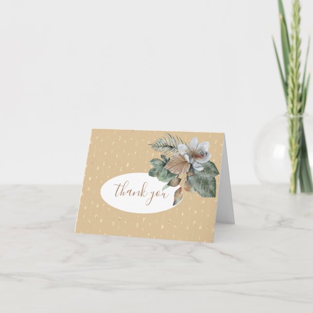 Modern Boho Bouquet  Letterpress Thank You Card (Front)