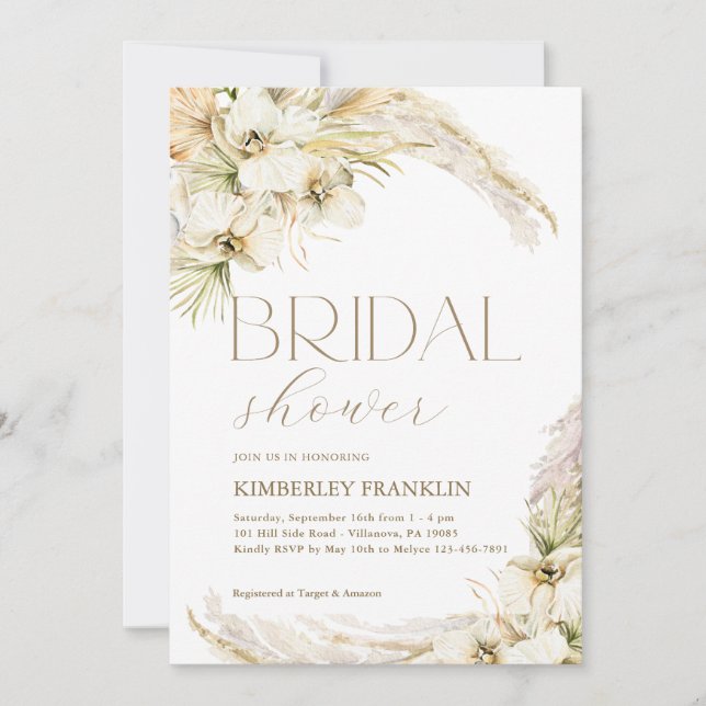 Modern Boho Bridal Shower Printed or Digital Invit Invitation (Front)