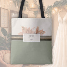 Modern Boho Bride Gift Sage Green Tote Bag