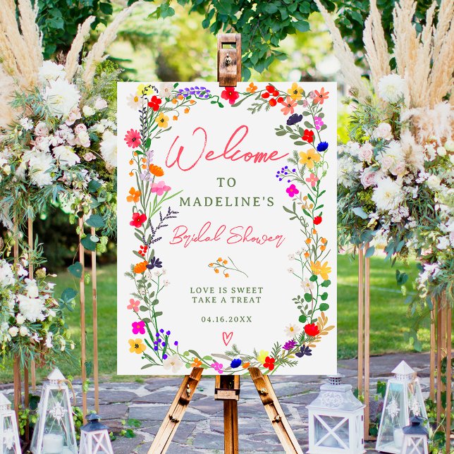 Modern boho bright wild flowers bridal welcome foam board (Creator Uploaded)