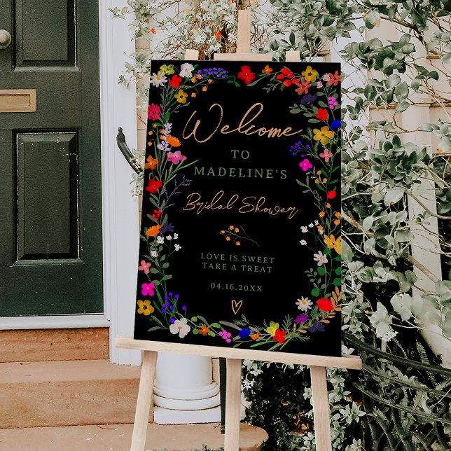 Modern boho bright wild flowers bridal welcome foam board (Creator Uploaded)