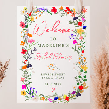 Modern Boho Bright Wild Flowers Bridal Welcome Poster by girly_trend at Zazzle