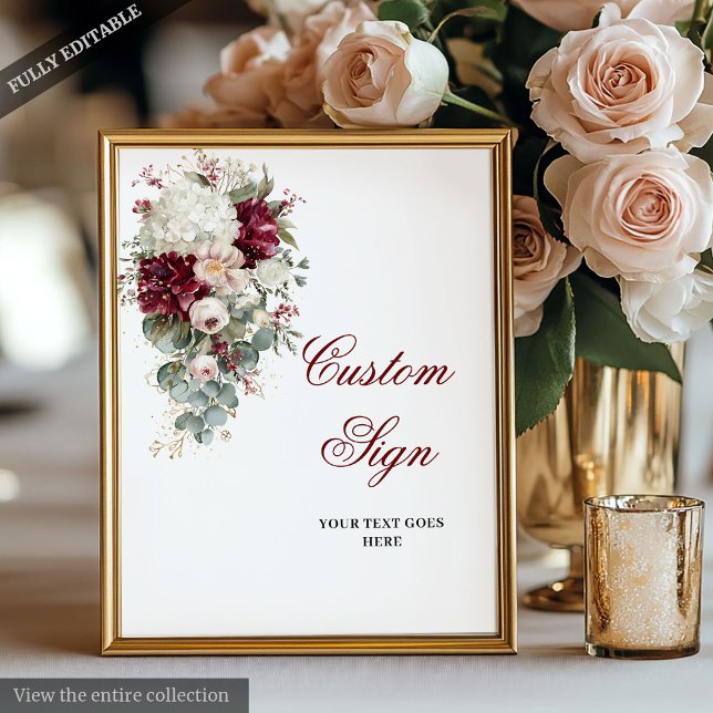 Modern Boho Burgundy White Wedding Custom Poster (Modern Boho Burgundy White Wedding Custom Poster)