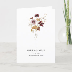 Modern Boho Burgundy Wildflower Wedding Program