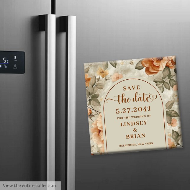 Modern Boho Burnt Orange Beige Sage Save the Date Magnet (Modern Boho Burnt Orange Beige Sage Save the Date)