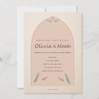 Modern Boho Burnt Orange Floral Wedding Invite