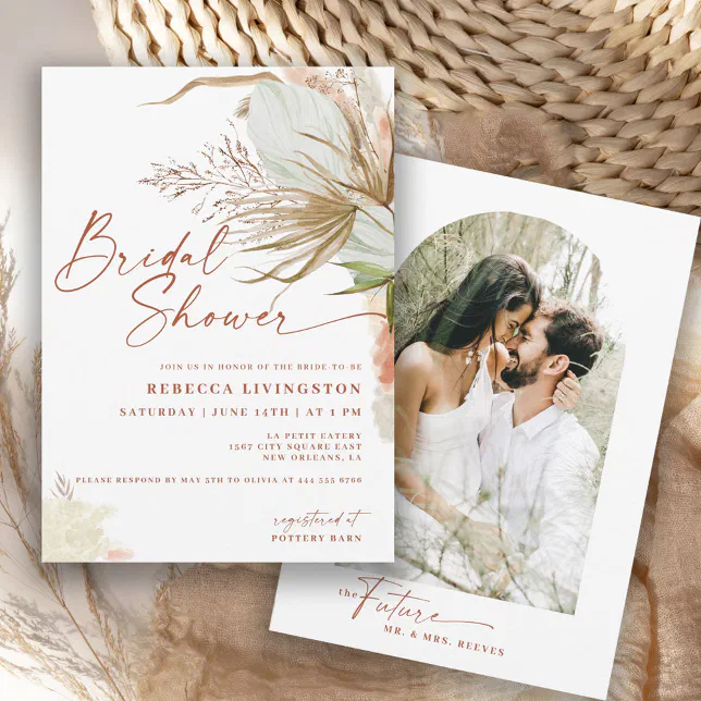 Modern Boho Calligraphy Script Bridal Shower Invitation | Zazzle