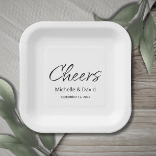 Modern Boho Casual Script Wedding Reception  Paper Plates